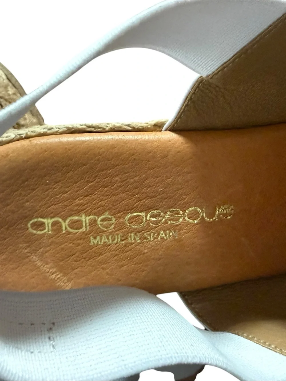 André Assous White Elastic Espadrille Wedge Sandals EU 39 US 9